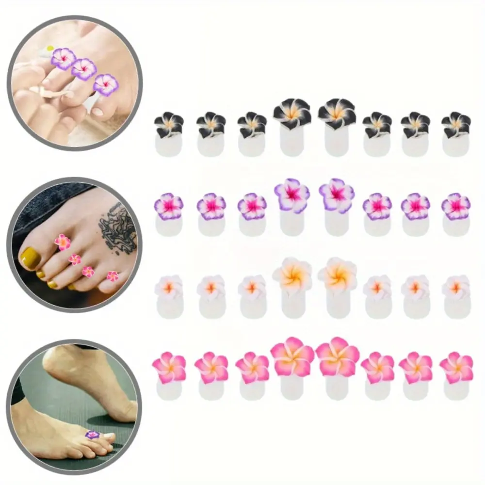 32pcs Silicone Toe Separators Set - Flower Nail Separators, Finger Divider, Nail Care & Polish Tools for Manicure Pedicures, Cartoon Finger Relaxing Spacers (Fashion Accessory)