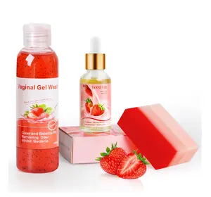 Feminine Wash & Yoni Oil & Yoni Soap Set for Women, Yoni Wash for Ph Balance Remove Odor Moisturizing, 1 Fl.Oz Essential Oil & 5.07 Fl.Oz Strawberry Body Wash 5.29 Oz Yoni Soap Bar