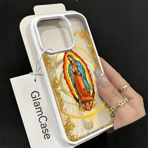 Religious Virgin Mary Phone Case， Sacred Art Style for iPhone 17 16 15 14 13 12 11 Plus Pro Max.A17