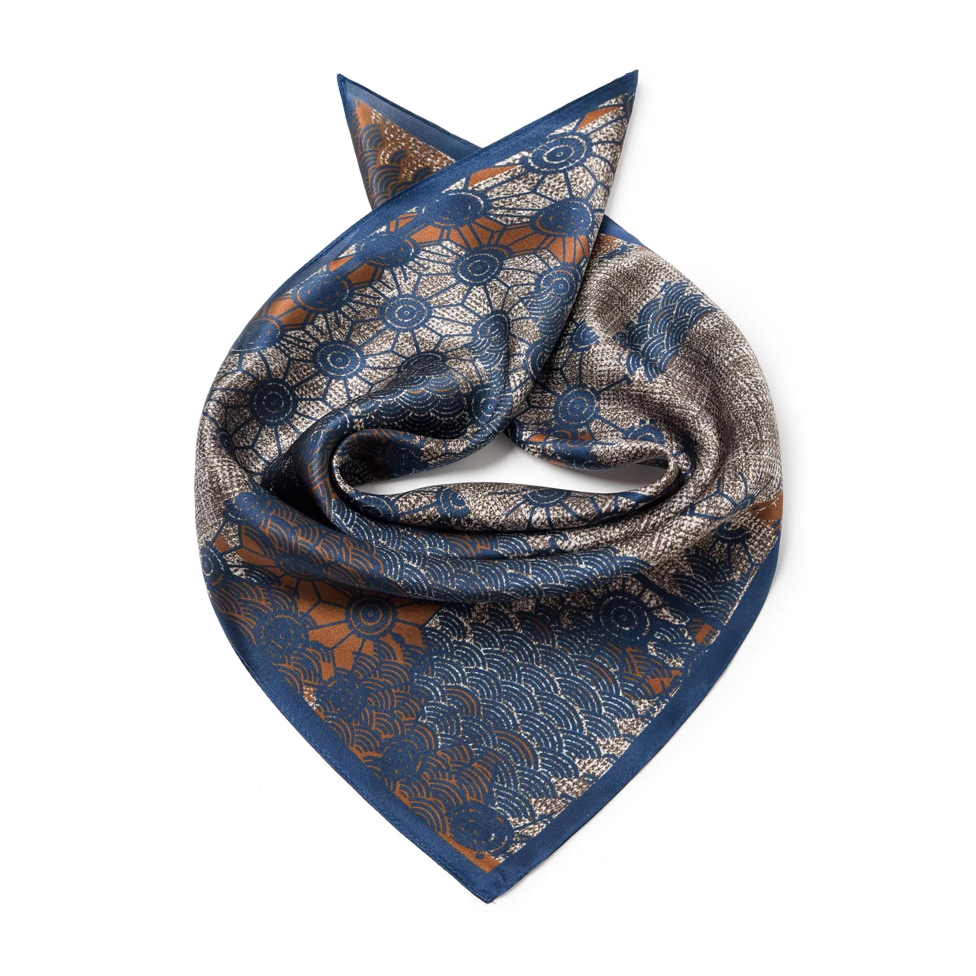100% Mulberry Silk Genuine Silk bandana scarf Casual Workwear head scarf Japanese Retro Printed Square trending now Scarf Ameicaji Artsy Waist Scarf Versatile Chic Pocket Square easy style