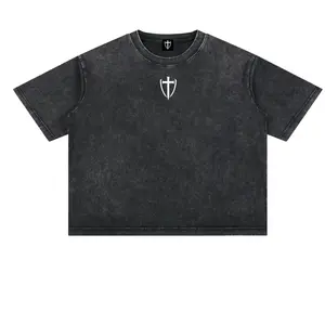 Godletix Graphic Mineral Wash Boxy Cropped Cotton T-Shirt Unisex