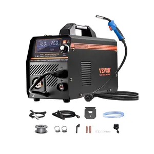 VEVOR MIG Welder, 160A Synergic Mig Welding Machine, 4-in-1 Gas MIG/Flux Core MIG/Stick/Lift TIG Multi-Process Welder Machine, 110V/220V Dual Voltage Mig Welder with IGBT Inverter LCD Screen Display