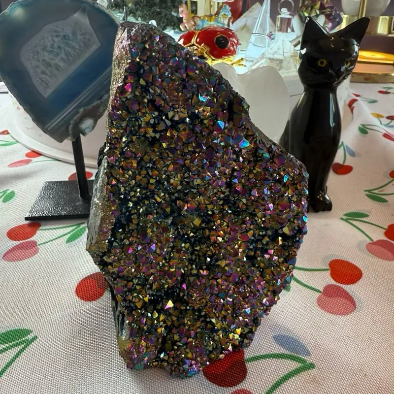 Titanium Aura Quartz Cluster for Energy & Joy – Crystal for Vitality, Positivity and Aura Protection