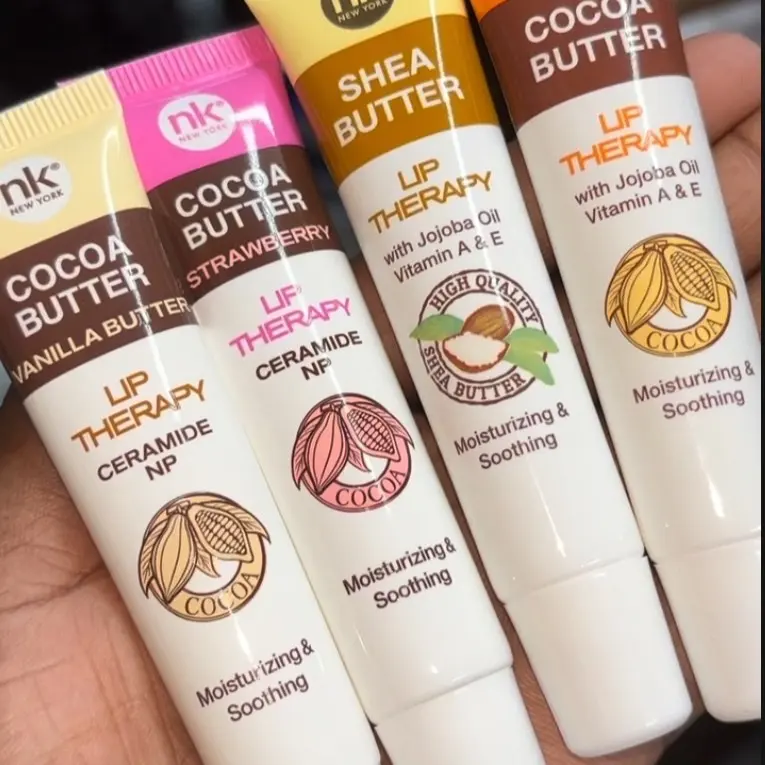 4pc NK Lip Therapy Set | Cocoa Butter Shea Butter & Jojoba Oil Lip Balm | Moisturizing Flavored Lip Care Set | Dry Lip Treatment Gift Hydrate Gentle