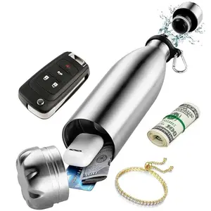 Diversion Safe Water Bottle - Stainless Steel Drinkware Bottle Flasks Safe with Hidden Compartment for Cards, Keys, Cash, and Valuables - Insulated Portable Bottle for Hot and Cold Drinks - 18 Ounces Bottled African Tumbler