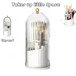 Covered Dust-Proof Toothbrush Holder, Rotating Electric Toothbrush and Toothpaste Rack, 3-Slot Makeup Brush Organizer, Gift Idea