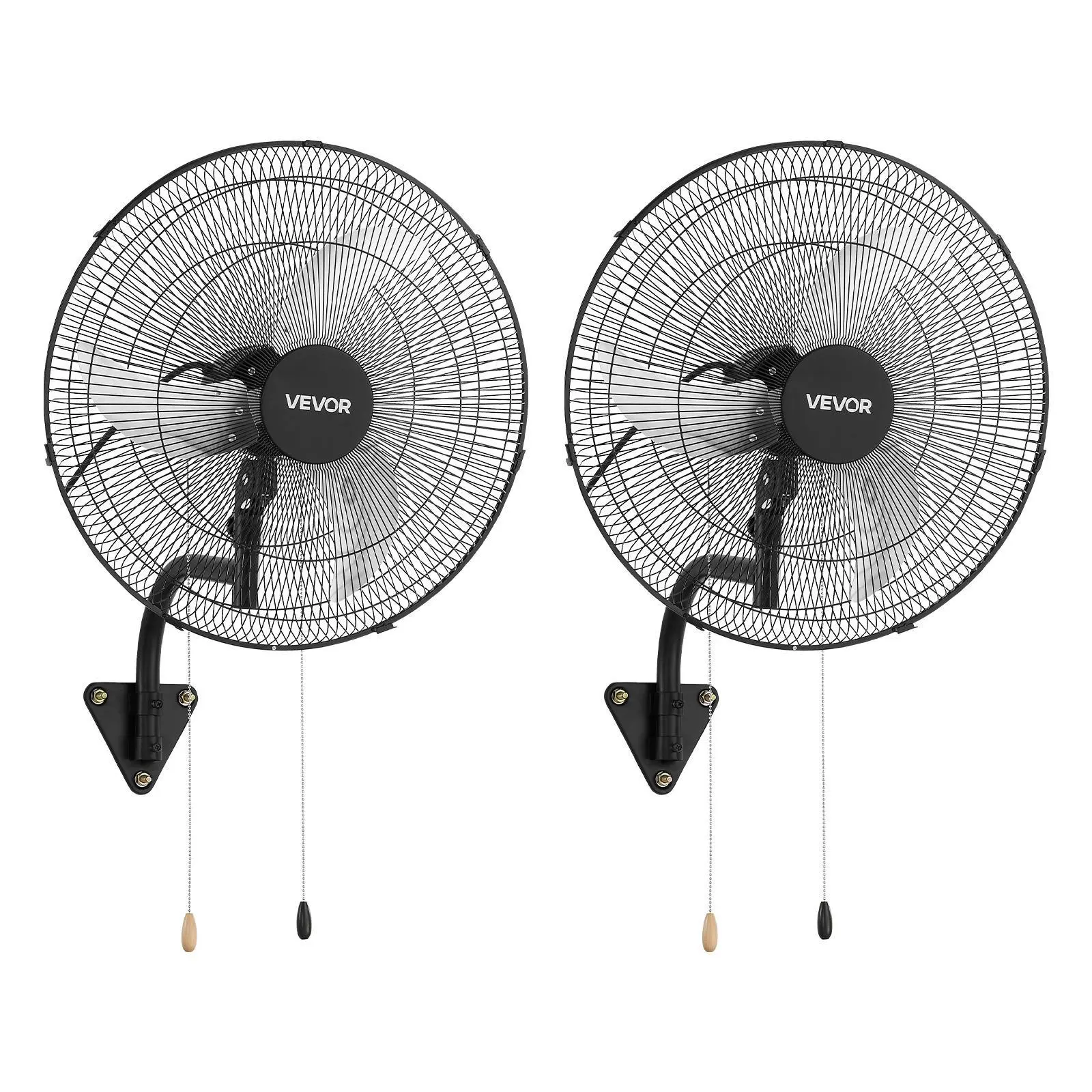 VEVOR 2-Pack 20 in Wall Mount Strong Airflow Oscillating Industrial Fan, Aluminum Blade, 3-Speed Control, 29.5 Ft/9 M Range, 3660 CFM, Adjustable Rotation Angle, Commercial Use Multifunction Hanging Fan for Garage, Workshop