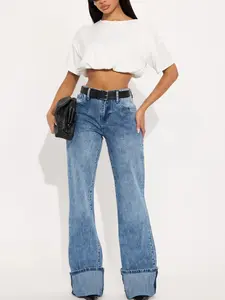 Tall On My Radar Cuffed Straight Leg Jeans - Medium Wash