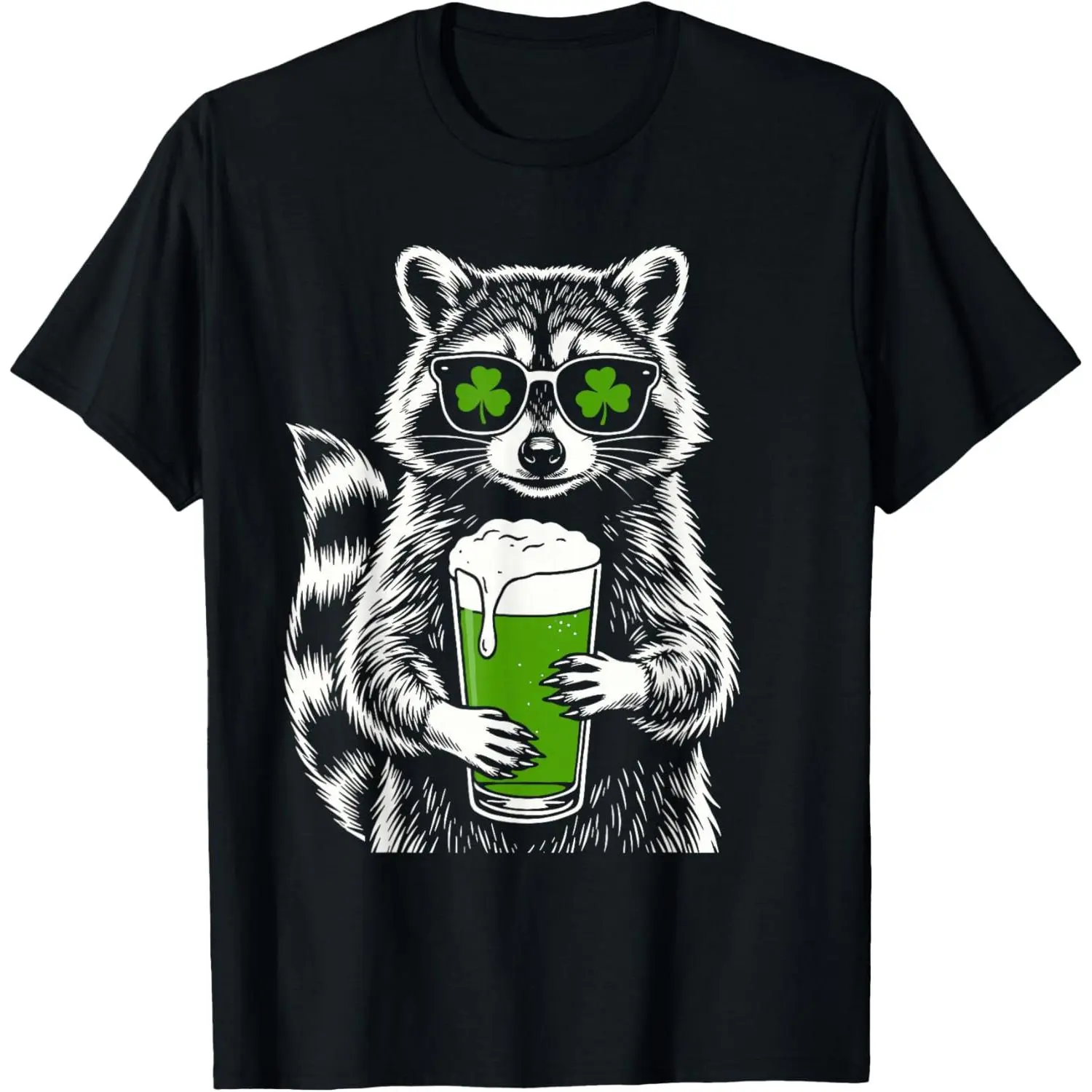 Raccoon St Patty's Shamrock Beer Funny St Patrick's Day T-Shirt