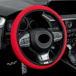 Elastic Stretch Steering Wheel Cover, Universal Interior Accessories Steering Wheel Cover for Women & Men, Breathable Microfiber Ice Silk, Anti-Slip, Odorless, Easy Carry(Red)