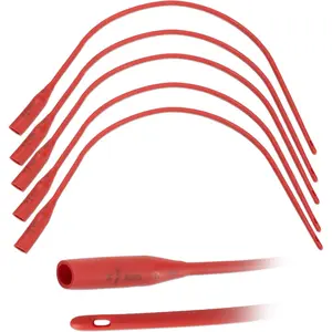 5 Pack, Pet Feeding Tube with Funnel End, Pet Nursing, 14 FR, 16” Length, Red Rubber Feeding Tube with Smooth Tip, Non-Sterile