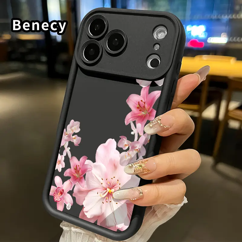 TPU Cellphone Cover for iPhone 17 Pro Max,16,15,14 Plus,13,12 Mini,11,XR,X,XS,Air,E - Blush Floral Cascade Flowers Pattern, Pocket-Friendly, Shockproof Soft Protective Phone Accessories Casing