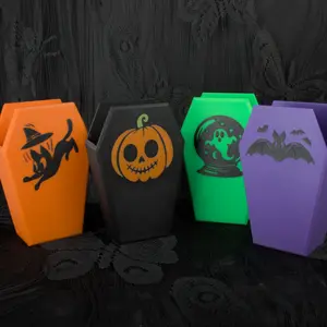 Vintage Vibes Coffin Caddies - Spooky Icons Storage Box