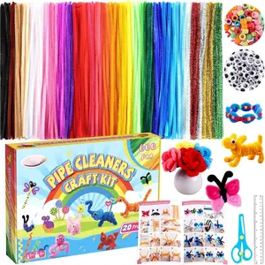 800 count Pipe Cleaners Crafts Kit, 30 Colors Pipe Cleaners Bulk with 20 Designs Instruction Book, Colorful Chenille Stems for  Flower Creative Projects DIY, Arts and Crafts for  Ages 4-12