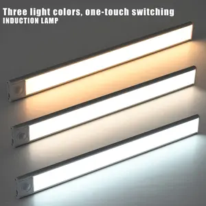 Magnetic Motion Sensor Light Bar, 9.5” Under Cabinet Lighting, Rechargeable Wireless Closet Light with 3 Colors, Dimmable, Easy Installation for Kitchen, Pantry, Stairs