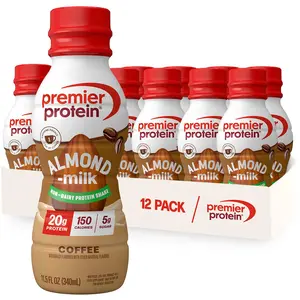 Premier Protein Almondmilk Non-Dairy Protein Shake 20g Plant-Based Protein 5g Sugar 11.5 Fl Oz Coffee Flavor 12 Count