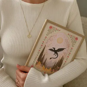 Dragon Without Its Rider Print, Floral Fall Dragon Poster, Fantasy Bookish Art, Girly Wall Art, Book Lover Gift - (Unframe)