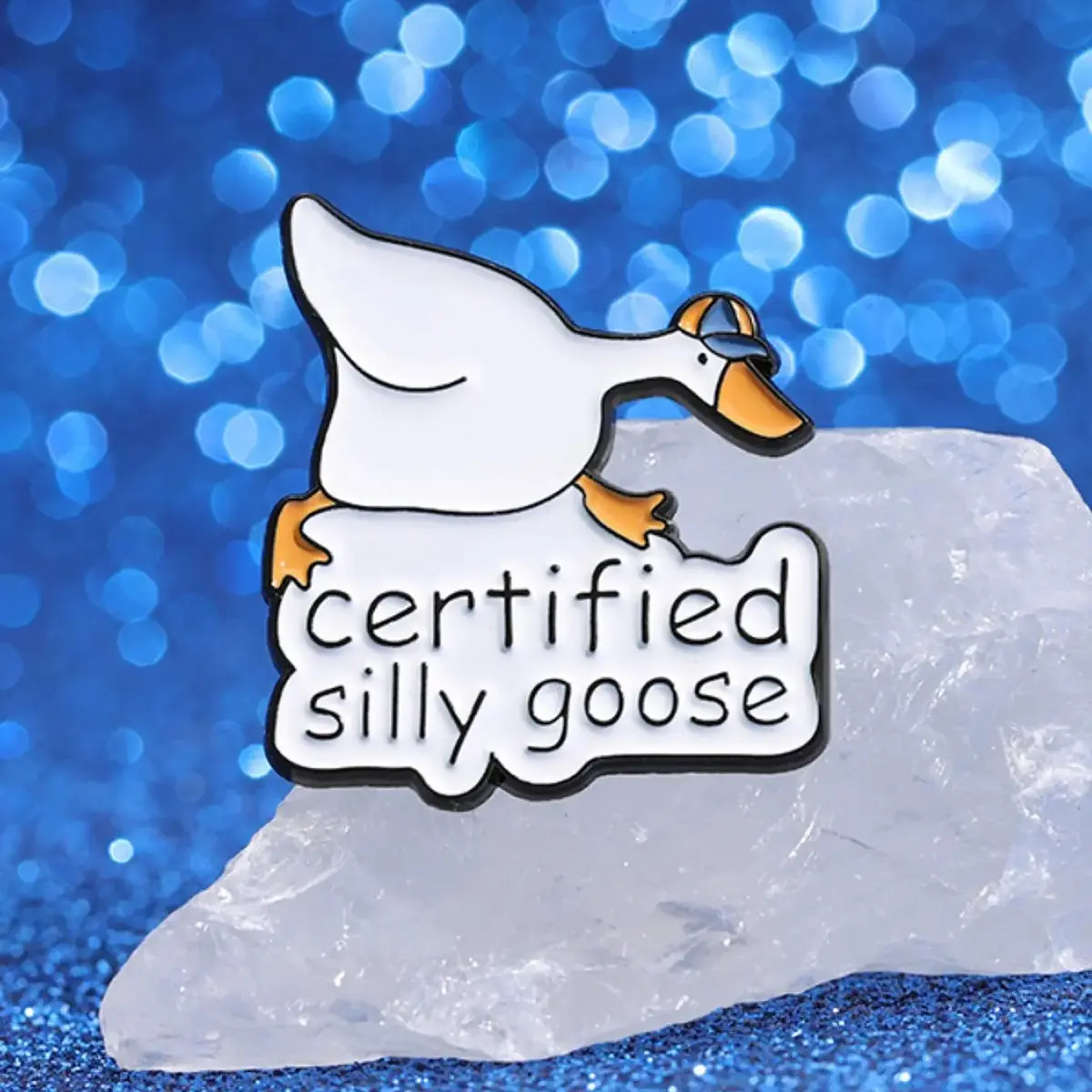 "Certified Silly Goose" Stainless Steel Fashion Lapel Pin - Funny Animal Brooch Clip, Novelty Gift for Farm Lovers