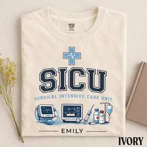 Comfort Colors SICU Nurse Shirt, Surgical ICU Tee, Custom Name Tshirt, Surgical Intensive Care Unit RN Shirt, Critical Care Nurse Gift