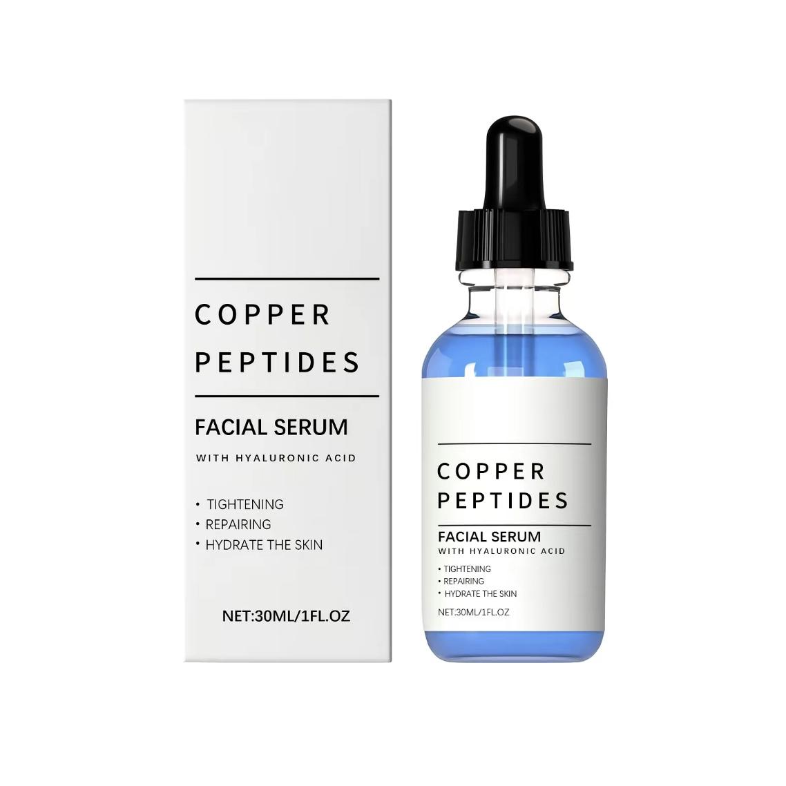 GHK-Cu Copper Peptide Serum with HyaluronicAcid, Deep Moisturizing & Nourishing FacialSerum, 30ML Daily Gentle Skincare for All SkinTypes, Men & Women