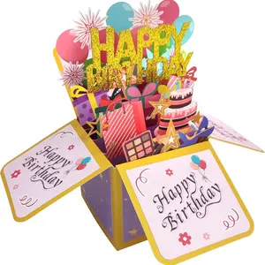 Fun Birthday Pop-Up Card, Sweet 3D Birthday Gift Box for Adults and Kids, Unique Handmade Foldable Celebration Card