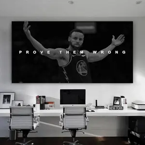[Sale up to 30%] + [FREE SHIP] Stephen Curry Wall Art Motivational Poster, Prove Them Wrong Quote For Office Decor Basketball Wall Art Hustle Poster Inspiring Saying Print