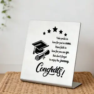 2026 Graduation Gifts for Her Him, Inspirational Metal Desk Sign, Congrats Grad Cap & Diploma Decor, High School College Graduate Keepsake
