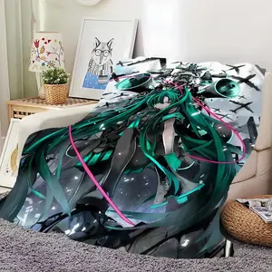 Cute H-Hatsune M-Miku skicomfort warm Soft Baby blanket suitable Home Kid Lunch Blanket Suitable for Home Office Daily Use Cover Father's Day Children's Day Thanksgiving holiday gifts for family and children