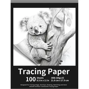 8.5" x 11" Tracing Paper, Translucent Tracing Pad, 100 Sheets 38lb/60gsm Vellum Art Paper