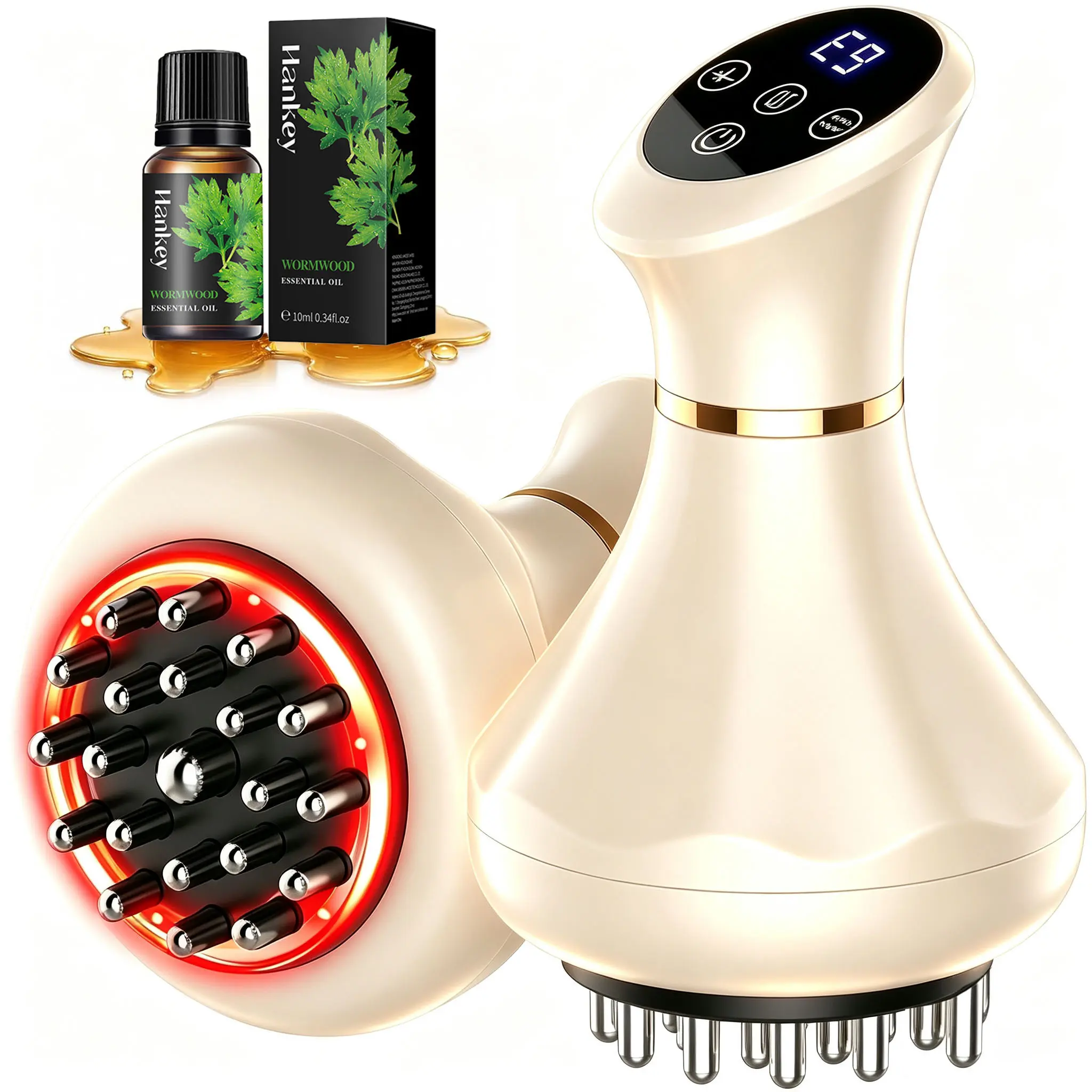 Professional Handheld Massager with Lymphatic Drainage - Rechargeable ElectricMeridian Massager, Full-Body Care Gift for Neck, Back, Legs,dormessentials(with 2 Massage Oil )