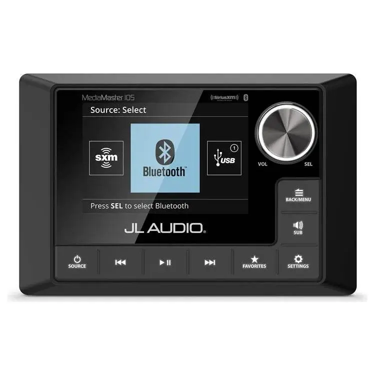 JL Audio MediaMaster 105 Marine 4-zone digital media receiver with Bluetooth, Wiring Harness, 12-Channel 4-Volt Preamp Outputs
