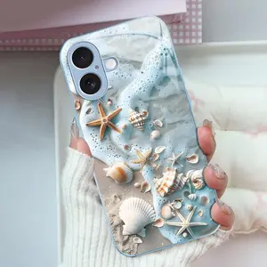 Summer Beach Vibe: Seashell & Starfish Phone Case — Shockproof Glossy Cover for 【iPhone 17】666