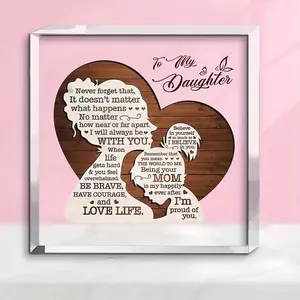 To My Daughter Gifts, Table Decorative Gift Memorial, Acrylic Photo Plaque, Perfect for Daughter Birthday Any Special Occasion