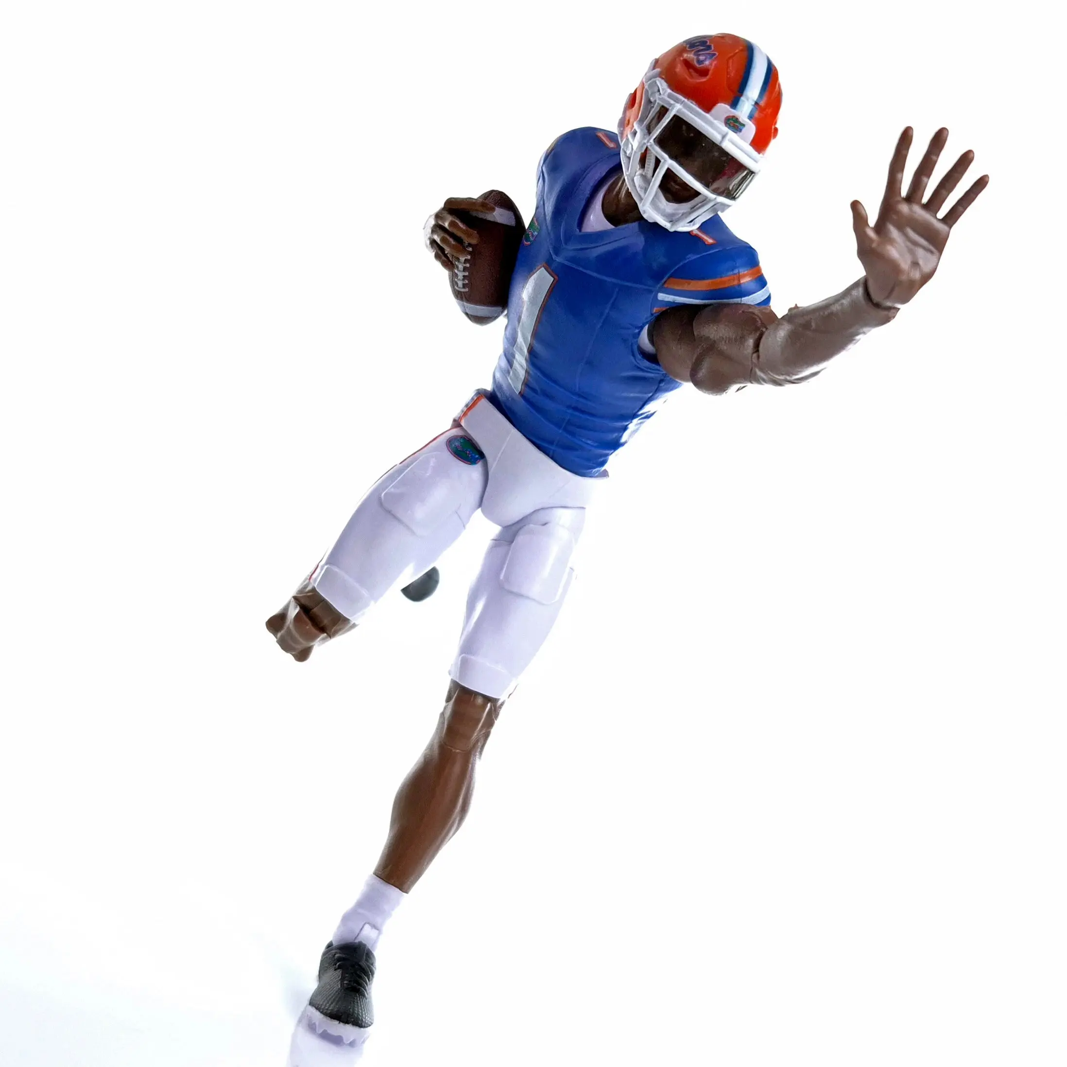 University Licensed Florida Gator Pride Football Walk-On Player #1 Collegiate Legends 6-in Fully Articulated Figurine - Display Stand, Interchangeable Hands