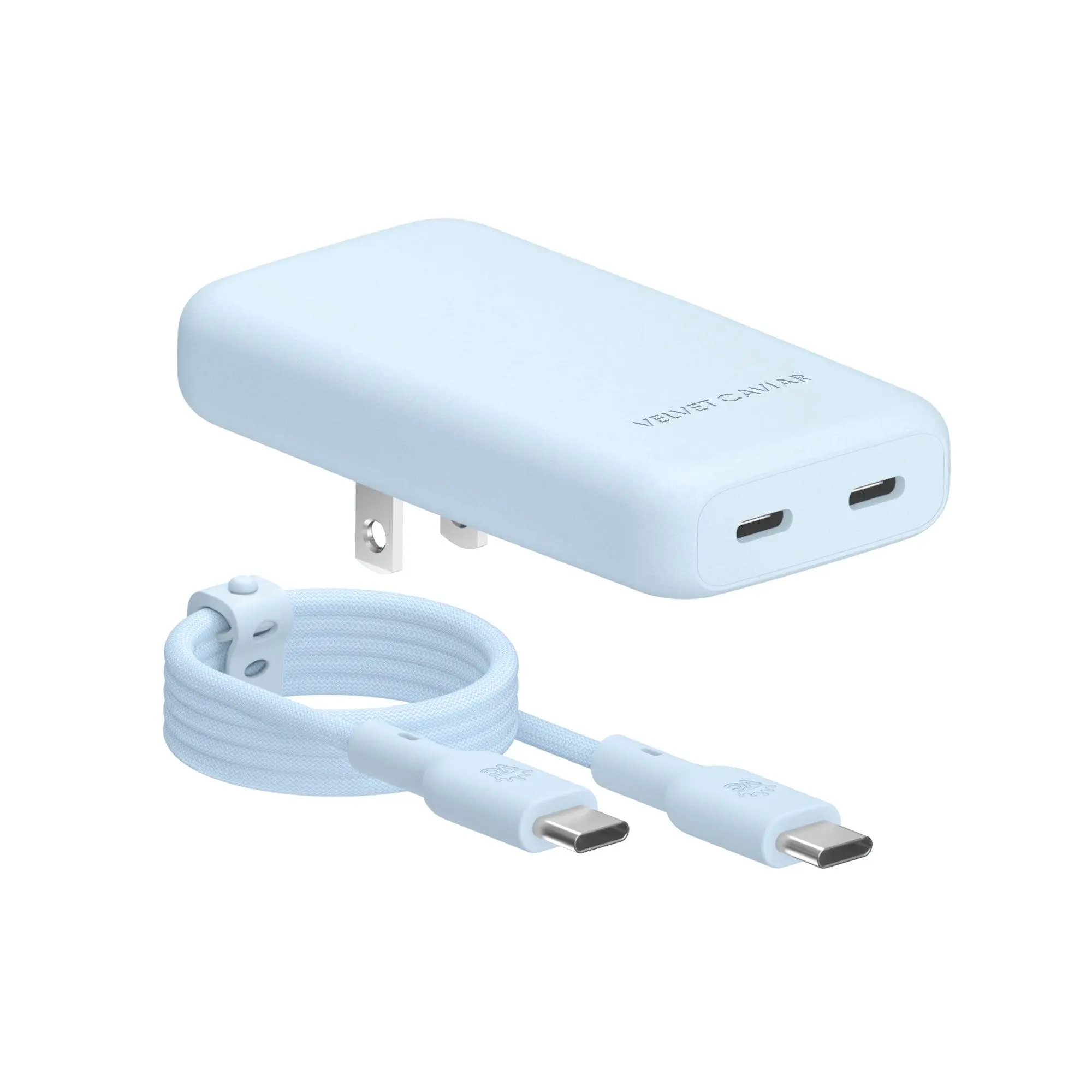 Whisper Blue Fast Charging Set, Dual Port Wall Adapter + 6ft USB-C Cable Whisper Blue Fast Charging Set, Dual Port Wall Adapter + 6ft USB-C Cable
