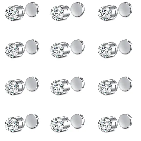 Rhinestone Decor Magnetic Nose Ring Set, Nose Hoop, Nose Rings Set, Nose Rings Hoops, Stainless Steel Fake Nose Studs, Non Piercing Jewelry, Body Jewellery, Fashion Body Jewelry for Women & Men, Trendy All-match & Exquisite Jewelry for Gift
