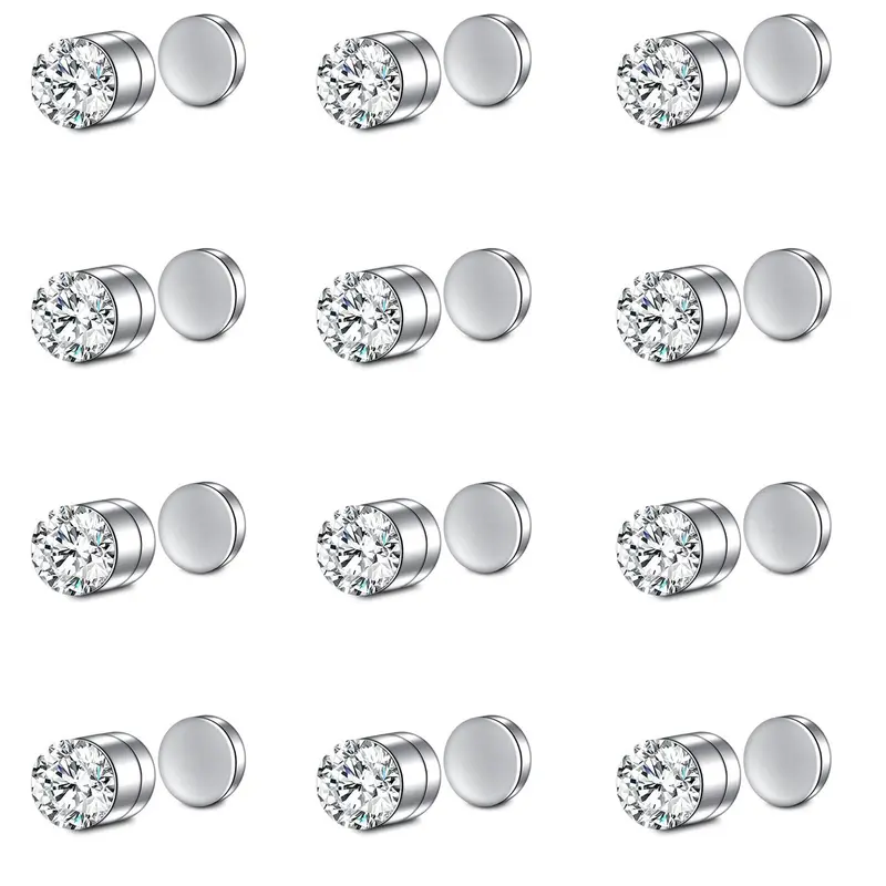 Rhinestone Decor Magnetic Nose Ring Set, Nose Hoop, Nose Rings Set, Nose Rings Hoops, Stainless Steel Fake Nose Studs, Non Piercing Jewelry, Body Jewellery, Fashion Body Jewelry for Women & Men, Trendy All-match & Exquisite Jewelry for Gift