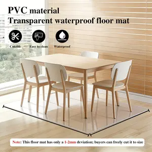 Transparent crystal white PVC floor mat, thickness 1.5mm, highly flexible, waterproof, oil-resistant, heat-resistant, stain-resistant, tear-resistant, suitable for office chair mats, dining table floor mats, and living room floor protectors
