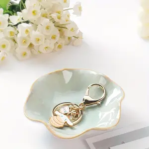 Fashionable Ceramic Leaf Tray Set, Ideal for Jewelry Display & Cosmetics Storage, Perfect for Rings Keys Small Items Organization