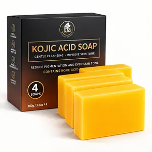 Kojic Acid Skin Radiance Soap - 4 Pack (100g Each) - Face & Body Cleanser with Shea Butter, Camellia Oil & Vitamin C - Gentle Exfoliating & Smoothing Beauty Bar - Supports Even-Looking Tone & Hydrated Feel - for All Skin Types - by BEXPERTSUSA