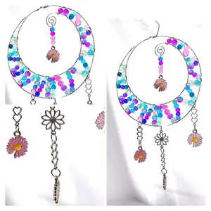 blue and purple hanging beaded suncatcher decoration, cute decor