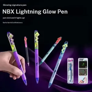 Lightning Pen Luminescent Neutral Pen, Cool Lightning Glowing Pen, Wireless Power Exam Student Pen, Comfortable Writing Suitable for Students-Buy now & get one refill free & Colors are random