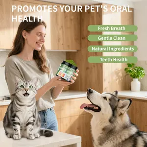 Pet Dental Powder for Dogs & Cats – Plaque & Tartar Remover, Fresh Breath Oral Care, Natural No-Brushing Teeth Cleaning