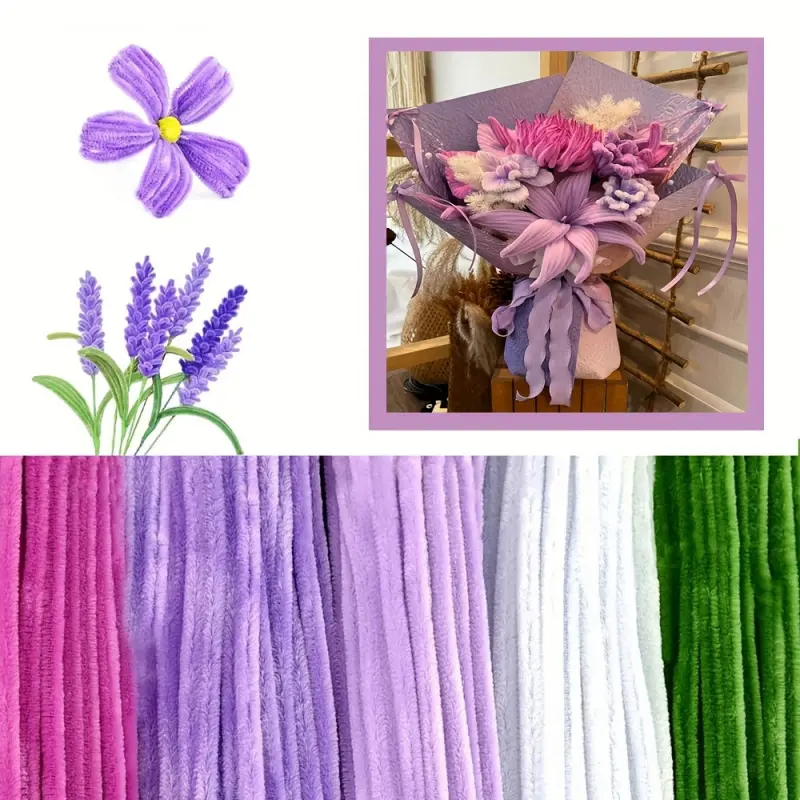 500-piece tube cleaner craft kit, suitable for making tube cleaner bouquets, a perfect Handmade DIY Gift for Valentine's Day, Mother's Day, and Thanksgiving, Decor Gifts (not a finished product)