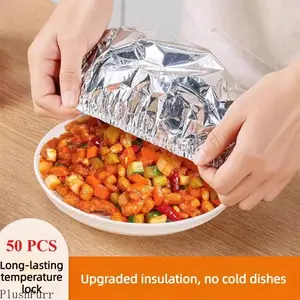 50PCS Aluminum Foil Heat-Retaining Cover for Home Dining Tables & Food Containers Kitchen Freshness Preservation & Insulation Practical Solution for Everyday Use tiktokshopspringglowup,summervibes outdoorfun