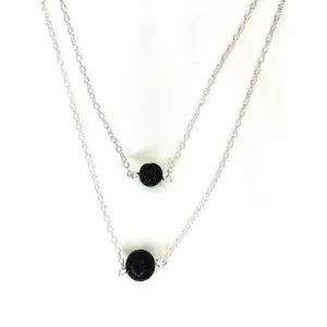 Black Lava Stone Beads Multilayer Necklace - Aromatherapy Essential Oil Perfume Diffuser
