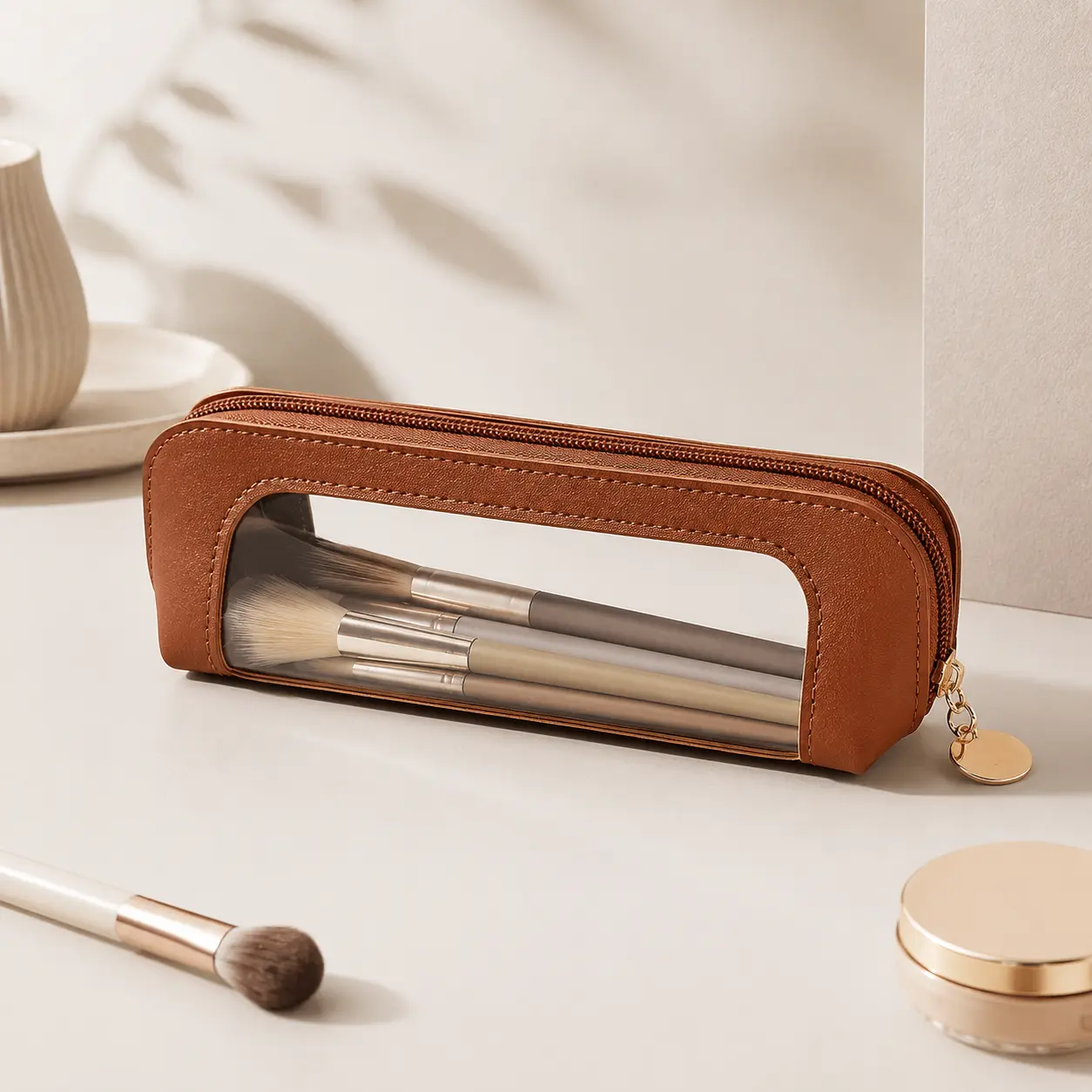 Portable Makeup Brush Bag, Zipper Storage Bag OrganizerPouch, Versatile Storage Stationery, Travel Bag