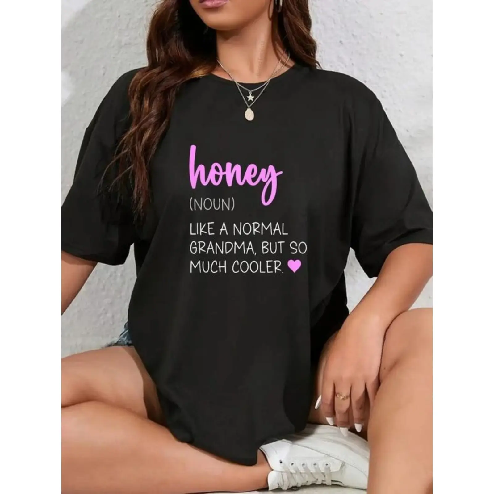 100% Cotton Unisex 100% cotton Honey Definition Cute Mother's Day Noun Grandma T-Shirt women graphic shirts Prints Soft