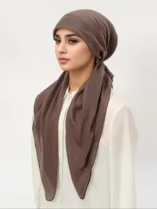 1PC Women's Fashion Solid Color Jersey Turban Hijab, Breathable and Sweat-Wicking, Casual and Versatile Headwear for Daily Use