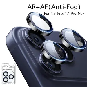 AR+AF Camera Lens Protector For iPhone 17 Pro Max Removable Titanium Color Metal Ring Lens Tempered Glass
